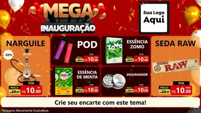 Modelo de TV para TV Horizontal com o tema Mega Inauguração para Tabacaria
