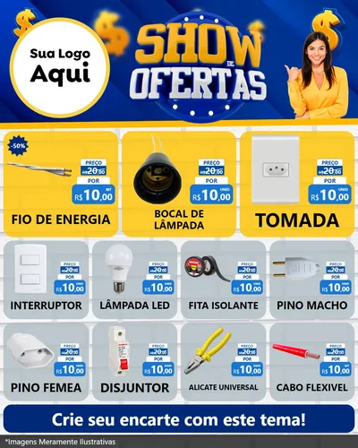 Modelo de Rede Social para Feed Instagram com o tema Show de Ofertas para Materiais Elétricos