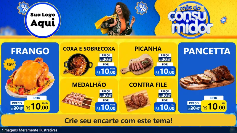 Modelo de TV para TV Horizontal com o tema Mês do Consumidor para Assados