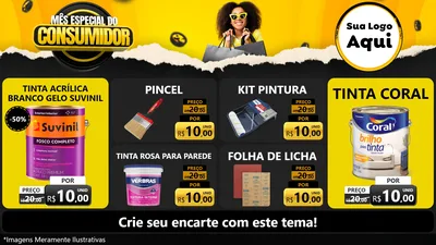 Modelo de TV para TV Horizontal com o tema Mês Especial do Consumidor para Tintas e Ferramentas
