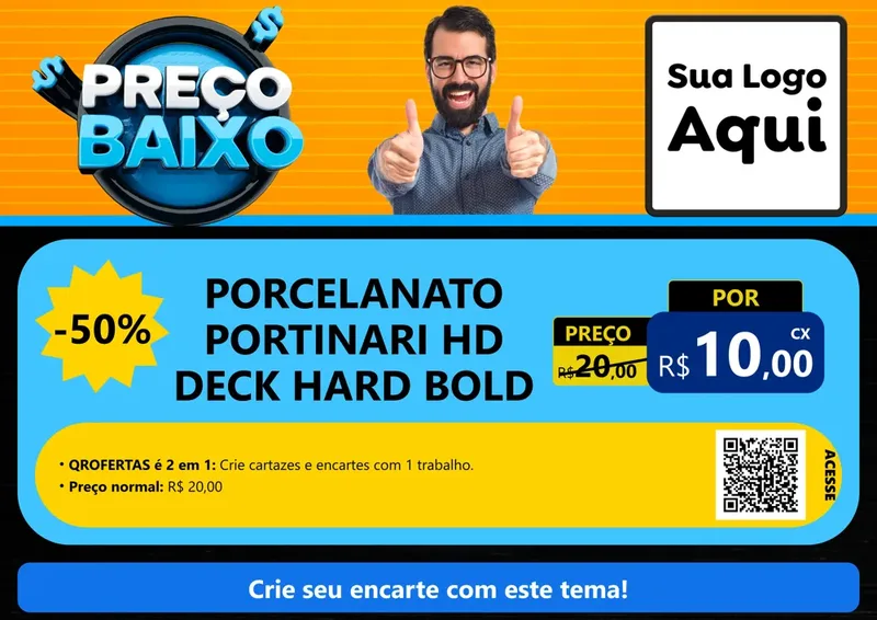 Modelo de Cartaz para Cartaz A4 Horizontal com o tema Preço Baixo para Pisos e revestimentos