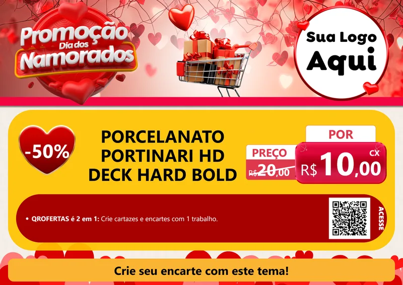 Modelo de Cartaz para Cartaz A4 Horizontal com o tema Promoção Dia dos Namorados para Pisos e revestimentos