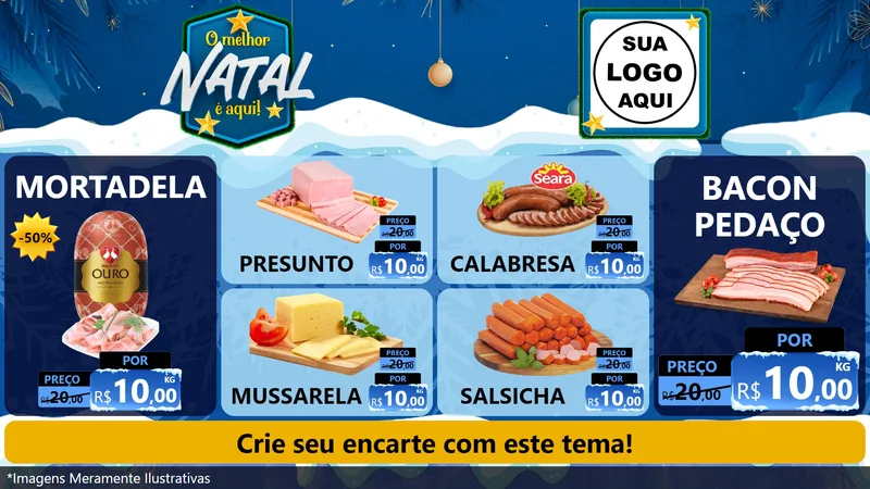 Modelo de TV para TV Horizontal com o tema O Melhor Natal É Aqui! para Frios e Laticínios