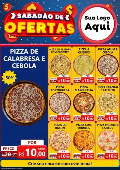 Modelo de Encarte para Encarte A4 Vertical com o tema Sabadão de Ofertas para Pizzaria