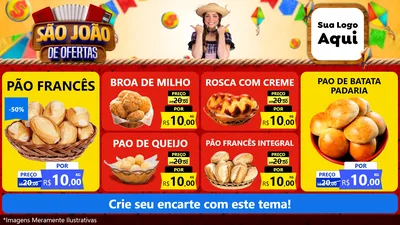 Modelo de TV para TV Horizontal com o tema São João de Ofertas para Padaria