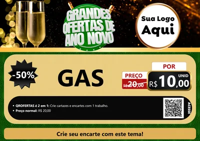 Modelo de Cartaz para Cartaz A4 Horizontal com o tema Grandes Ofertas de Ano Novo para Água e gás