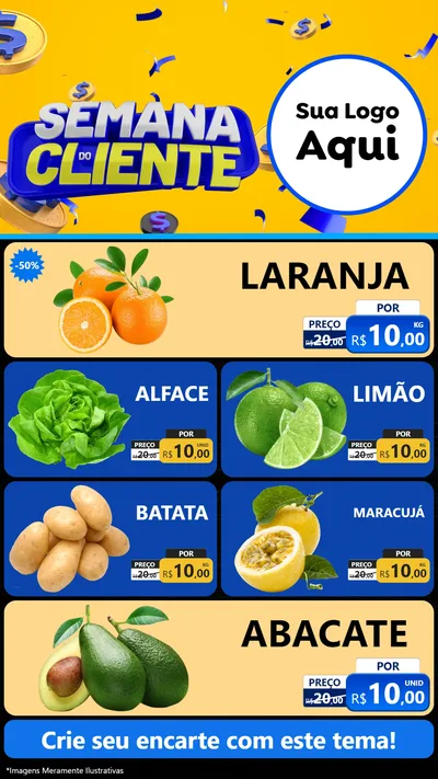 Modelo de TV para TV Vertical com o tema Semana do Cliente para Hortifrúti