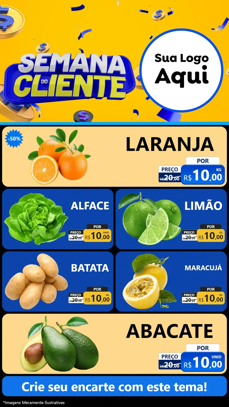 Modelo de TV para TV Vertical com o tema Semana do Cliente para Hortifrúti