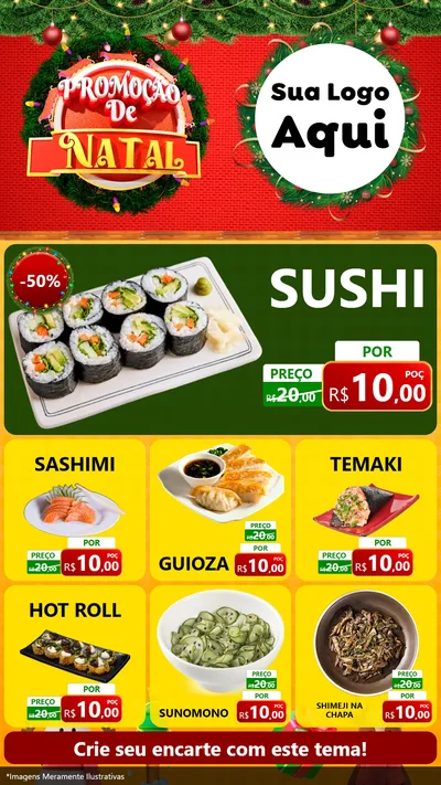 Modelo de Rede Social para Stories com o tema Promoção de Natal para Comida japonesa