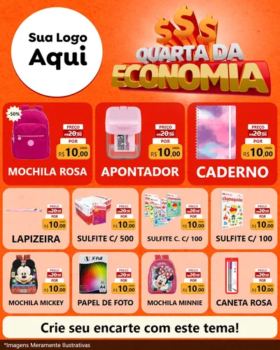 Modelo de Rede Social para Feed Instagram com o tema Quarta da Economia para Papelaria