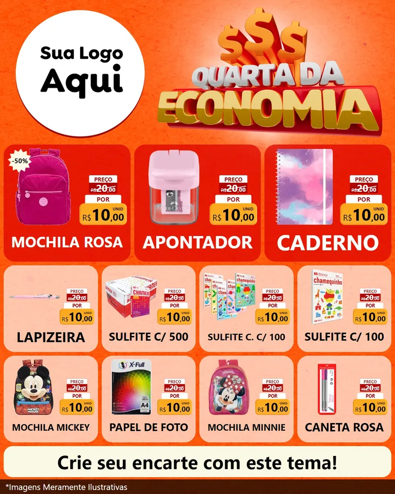 Modelo de Rede Social para Feed Instagram com o tema Quarta da Economia para Papelaria