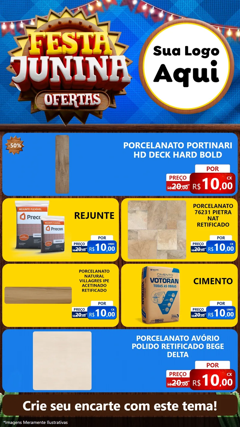 Modelo de TV para TV Vertical com o tema Festa Junina Ofertas para Pisos e revestimentos
