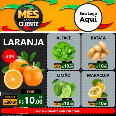 Modelo de Rede Social para Feed Facebook com o tema Mês do Cliente para Hortifrúti