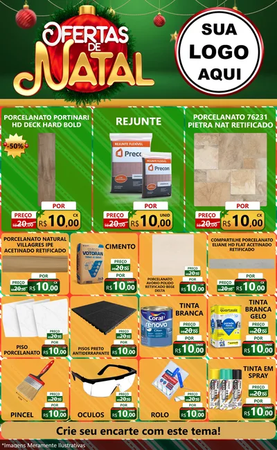 Modelo de Encarte para Encarte Grande com o tema Ofertas de Natal para Pisos e revestimentos
