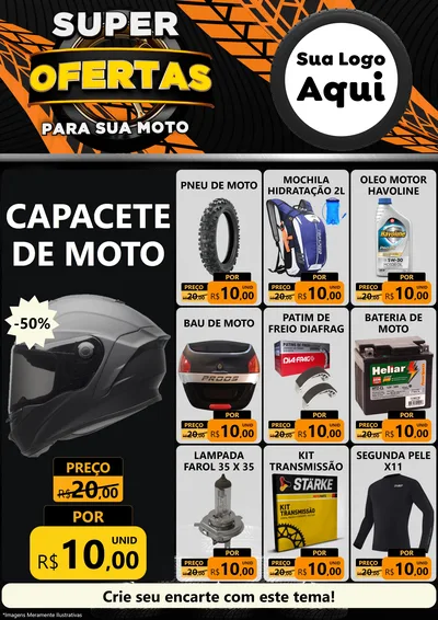 Modelo de Encarte para Encarte A4 Vertical com o tema Super Ofertas Para Sua Moto para Moto peças
