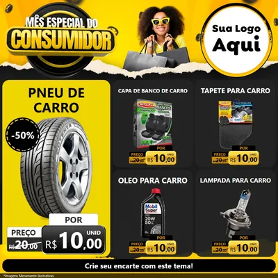 Modelo de Rede Social para Feed Facebook com o tema Mês Especial do Consumidor para Auto peças