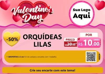 Modelo de Cartaz para Cartaz A4 Horizontal com o tema Valentine's Day para Floricultura e jardim