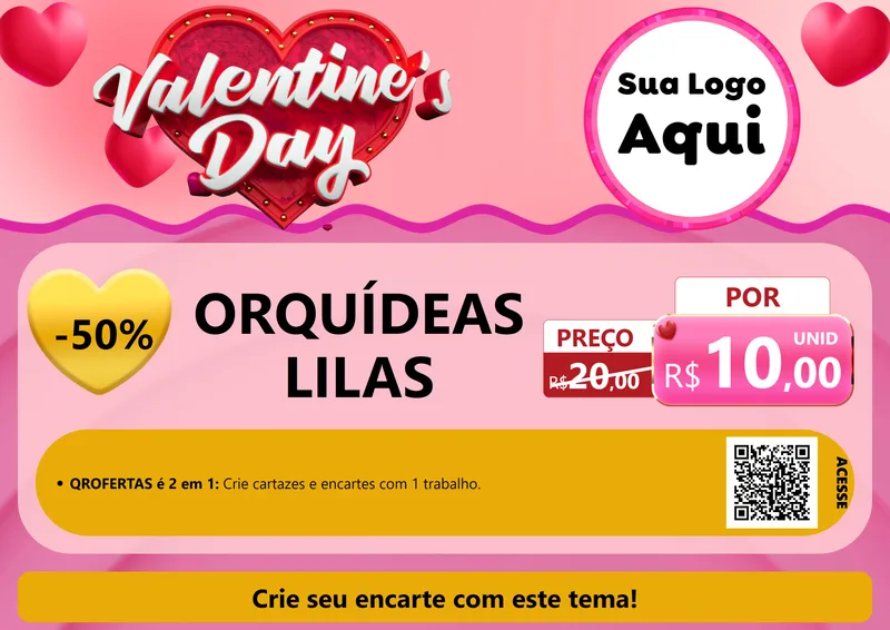 Modelo de Cartaz para Cartaz A4 Horizontal com o tema Valentine's Day para Floricultura e jardim