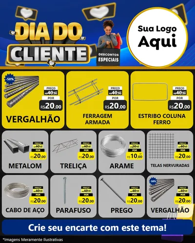 Modelo de Rede Social para Feed Instagram com o tema Dia Do Cliente para Ferragens