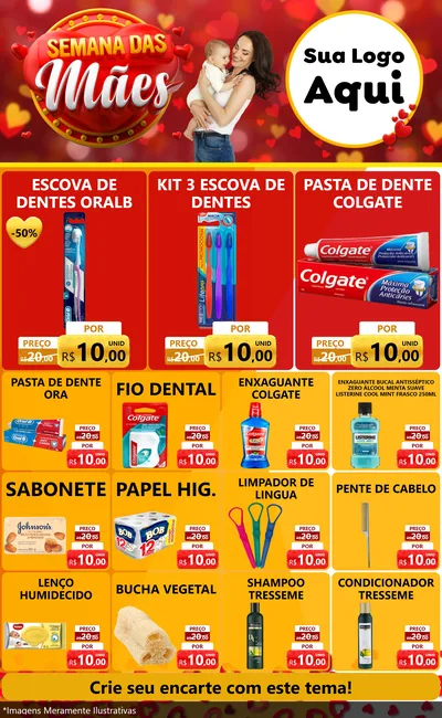 Modelo de Encarte para Encarte Grande com o tema Semana das Mães para Higiene Pessoal