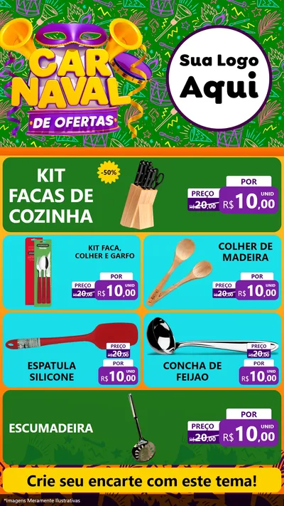 Modelo de TV para TV Vertical com o tema Carnaval de Ofertas para Utilidades Domésticas