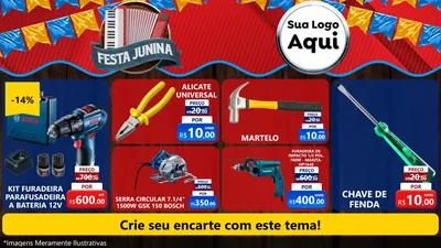 Modelo de TV para TV Horizontal com o tema Festa Junina para Maquinas e Ferramentas