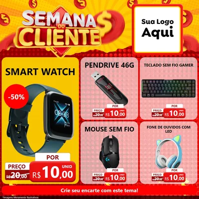 Modelo de Rede Social para Feed Facebook com o tema Semana do Cliente para Informática