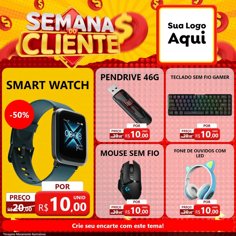 Modelo de Rede Social para Feed Facebook com o tema Semana do Cliente para Informática