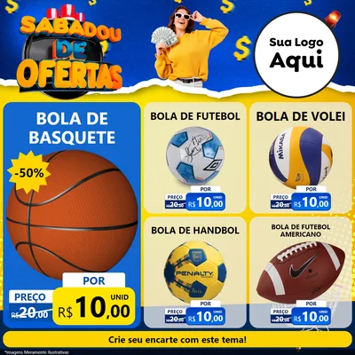 Modelo de Rede Social para Feed Facebook com o tema Sabadou de Ofertas para Artigos Esportivos