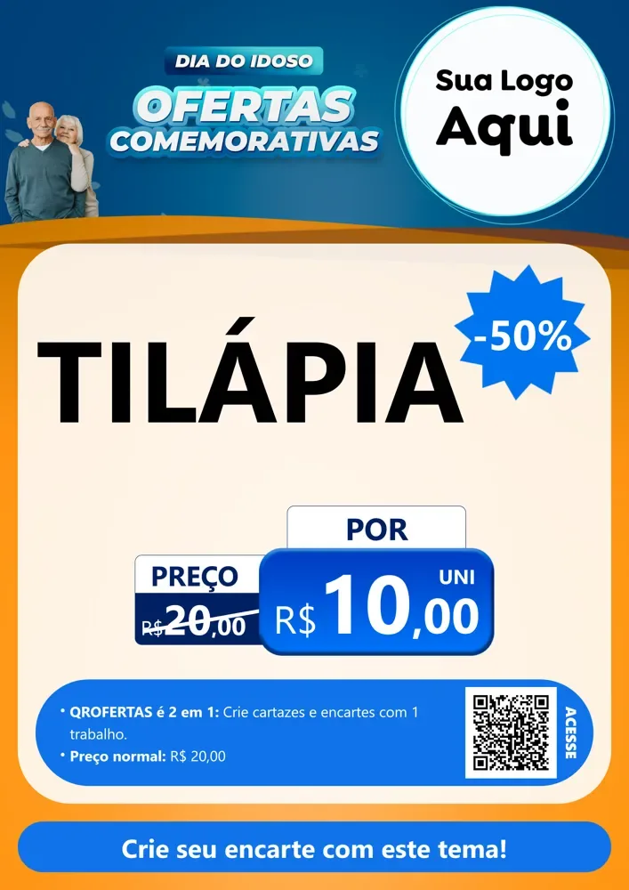 Modelo de Cartaz para Cartaz A4 Vertical com o tema Dia do Idoso para Peixaria