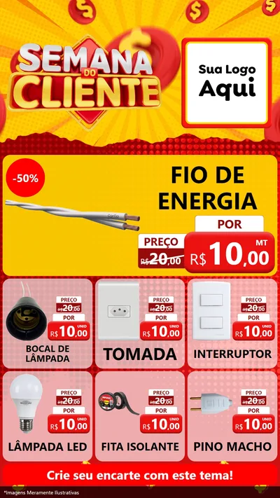 Modelo de Rede Social para Stories com o tema Semana do Cliente para Materiais Elétricos
