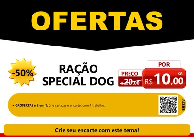 Modelo de Cartaz para Cartaz A4 Horizontal com o tema Ofertas Preto e Vermelho Cartaz para Pet Shop