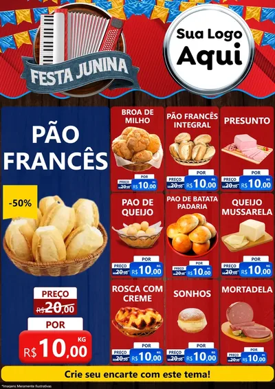 Modelo de Encarte para Encarte A4 Vertical com o tema Festa Junina para Padaria
