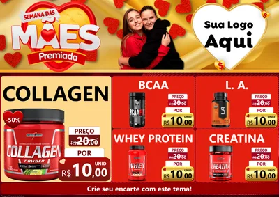 Modelo de Encarte para Encarte A4 Horizontal com o tema Semana das Mães Premiada para Suplementos alimentares