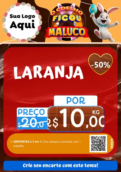 Modelo de Cartaz para Cartaz A4 Vertical com o tema O Coelho Ficou Maluco - Páscoa para Hortifrúti