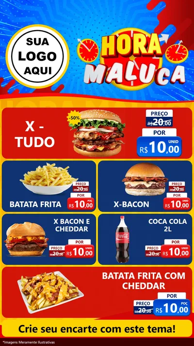 Modelo de TV para TV Vertical com o tema Hora Maluca para Hamburgueria