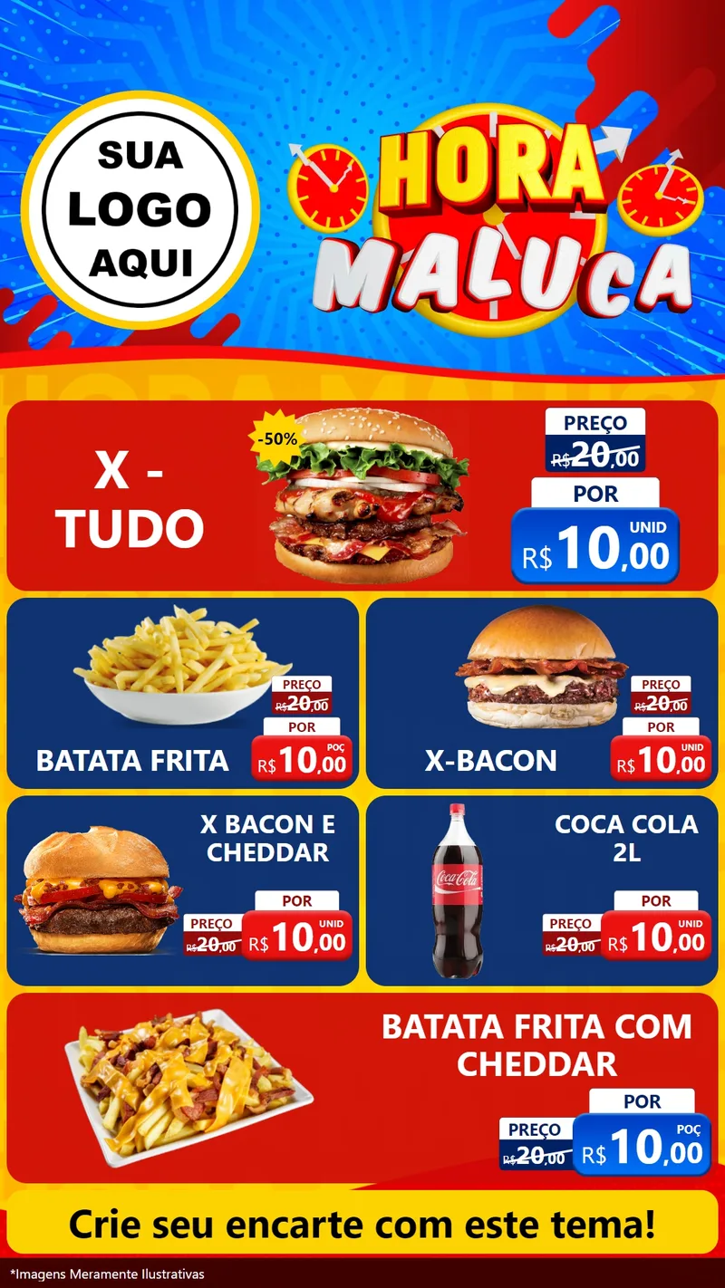 Modelo de TV para TV Vertical com o tema Hora Maluca para Hamburgueria
