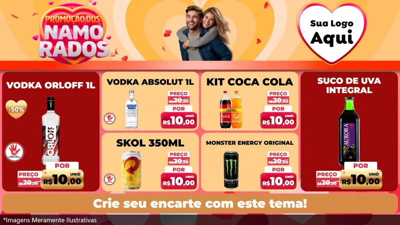 Modelo de TV para TV Horizontal com o tema Promoção dos Namorados para Distribuidora de bebidas