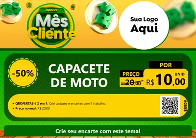 Modelo de Cartaz para Cartaz A4 Horizontal com o tema Especial Mês do Cliente para Moto peças
