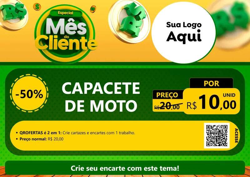 Modelo de Cartaz para Cartaz A4 Horizontal com o tema Especial Mês do Cliente para Moto peças