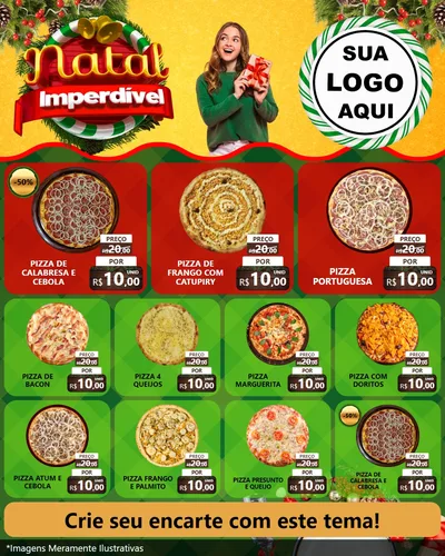 Modelo de Rede Social para Feed Instagram com o tema Natal Imperdível para Pizzaria