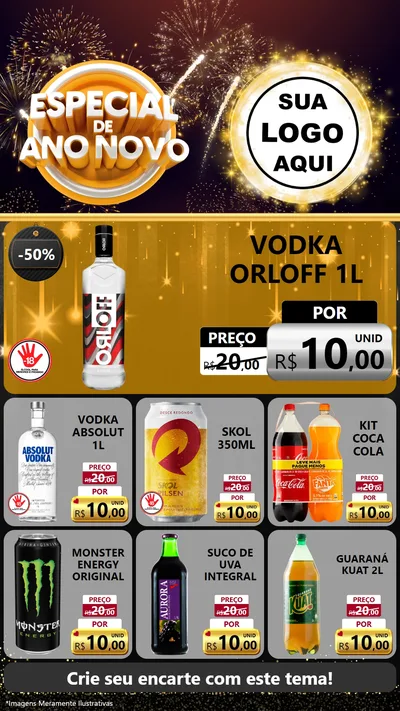 Modelo de Rede Social para Stories com o tema Especial de Ano Novo para Distribuidora de bebidas