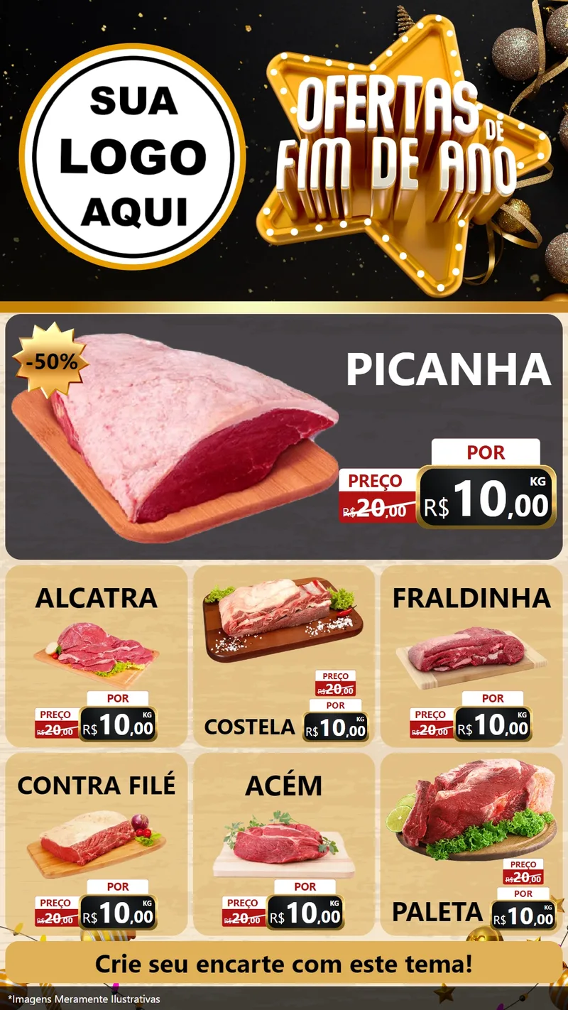 Modelo de Rede Social para Stories com o tema Ofertas de Fim de Ano para Açougue