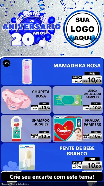 Modelo de TV para TV Vertical com o tema Promoção de Aniversário - 20 Anos para Bebês