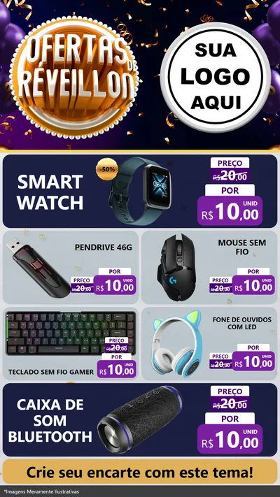 Modelo de TV para TV Vertical com o tema Ofertas de Réveillon para Informática