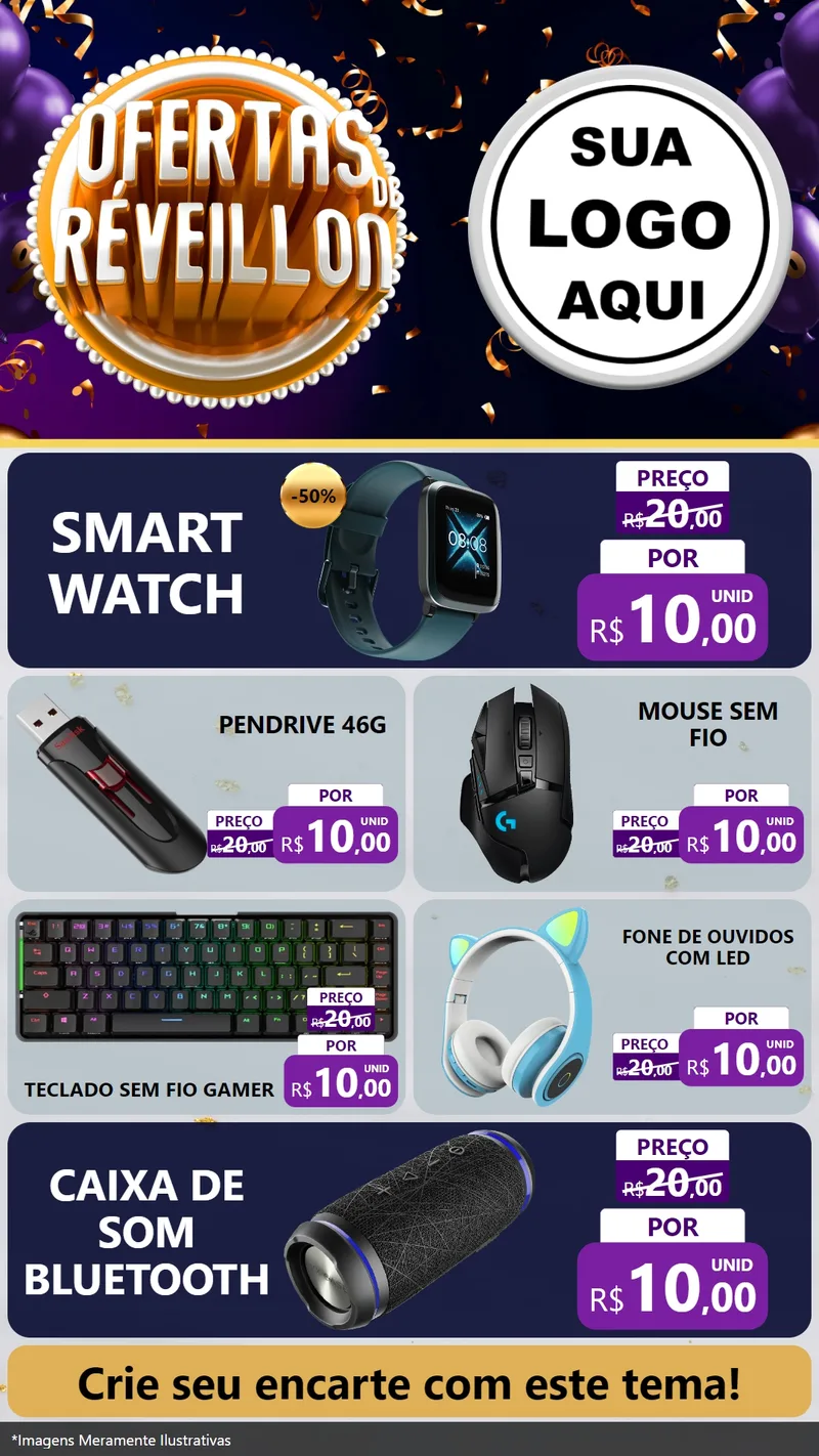 Modelo de TV para TV Vertical com o tema Ofertas de Réveillon para Informática