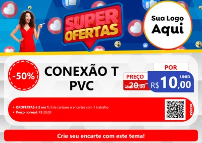 Modelo de Cartaz para Cartaz A4 Horizontal com o tema Super Ofertas para Tubos e conexões
