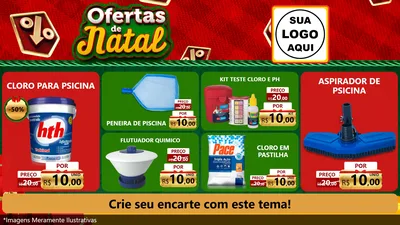 Modelo de TV para TV Horizontal com o tema Ofertas de Natal para Produtos para Piscina