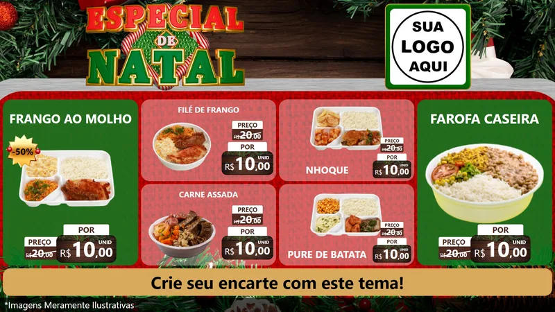 Modelo de TV para TV Horizontal com o tema Especial de Natal para Restaurante