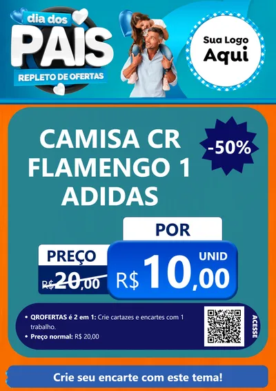 Modelo de Cartaz para Cartaz A4 Vertical com o tema Dia Dos Pais Repleto de Ofertas para Roupas e acessórios